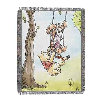 USA製 Disney Pooh tapestry rug Vtg Disney Winnie the Pooh Tapestry Blanket Throw USA